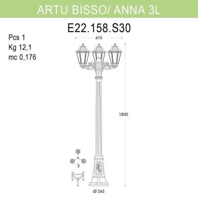 Парковый фонарь ARTU ANNA BISSO 3L+1 черный опал